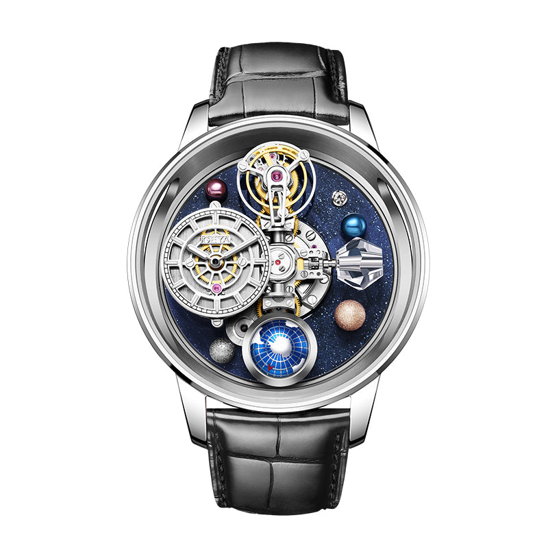 Flywheel Sun Moon Star Mechanical Watch